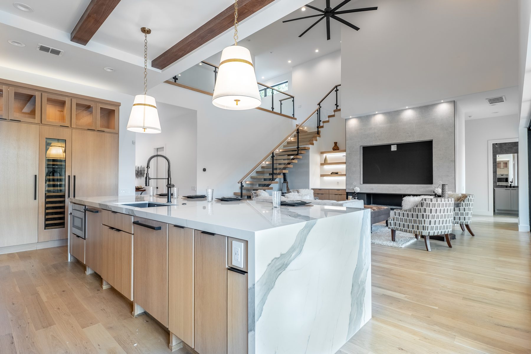 Interior — kitchen and living